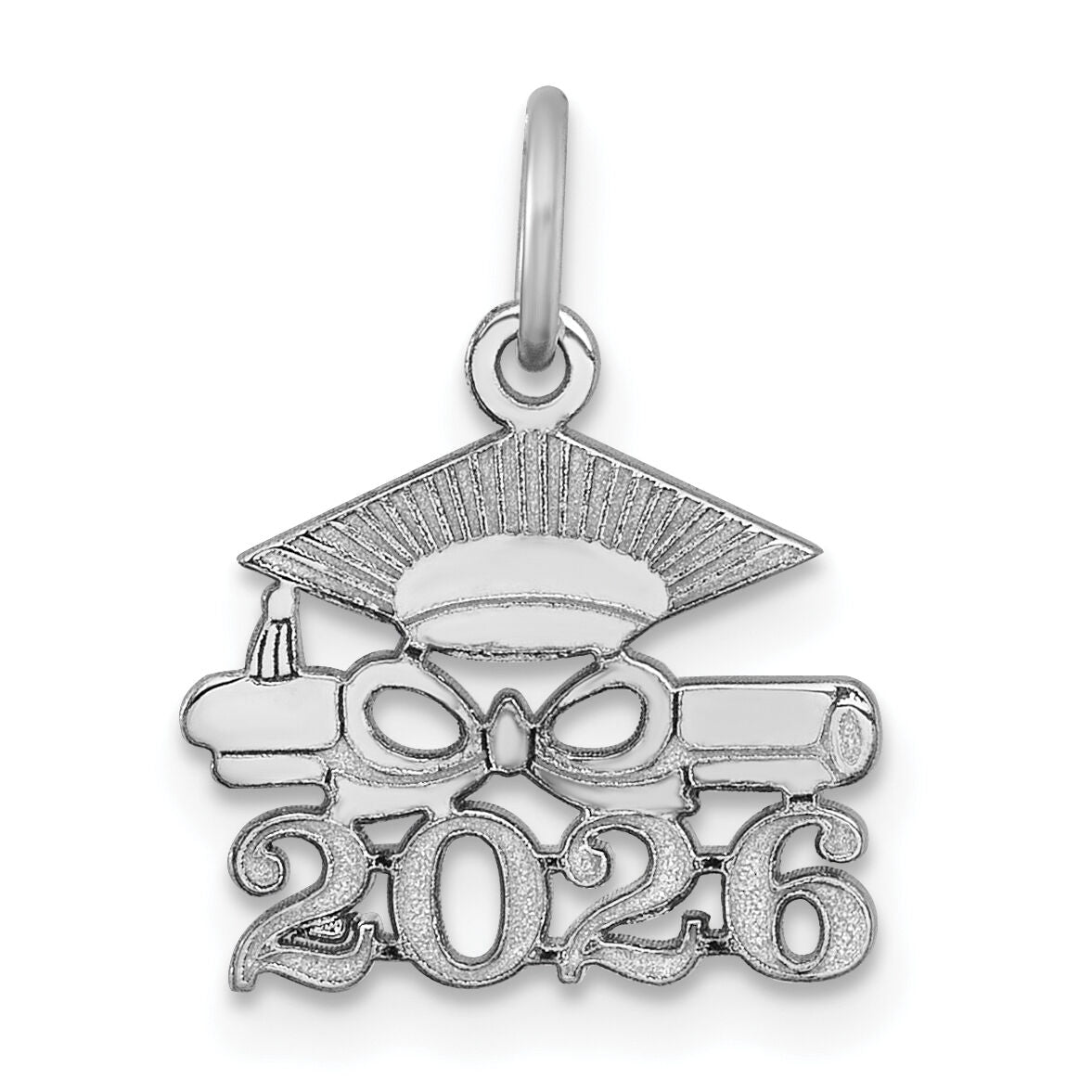 14K White Gold Graduation Cap and Diploma 2026 Charm-YC1551W-26