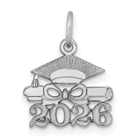 14K White Gold Graduation Cap and Diploma 2026 Charm-YC1551W-26