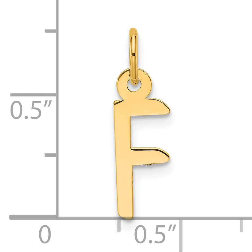 14K  Slanted Block Letter F Initial Charm-YC1552F