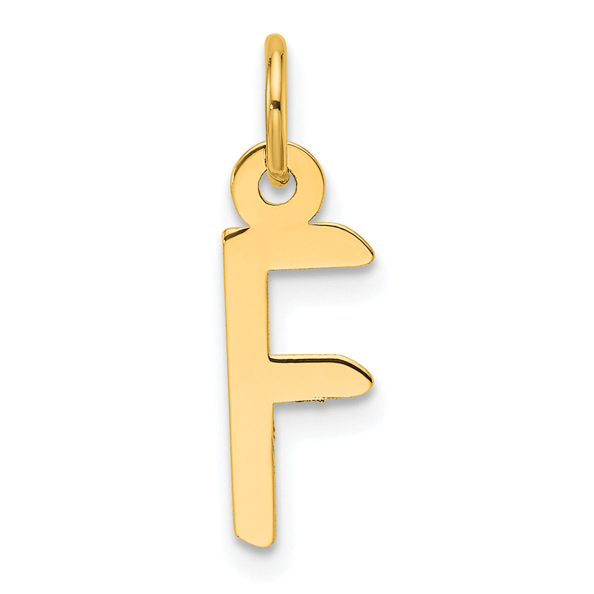 14K  Slanted Block Letter F Initial Charm-YC1552F