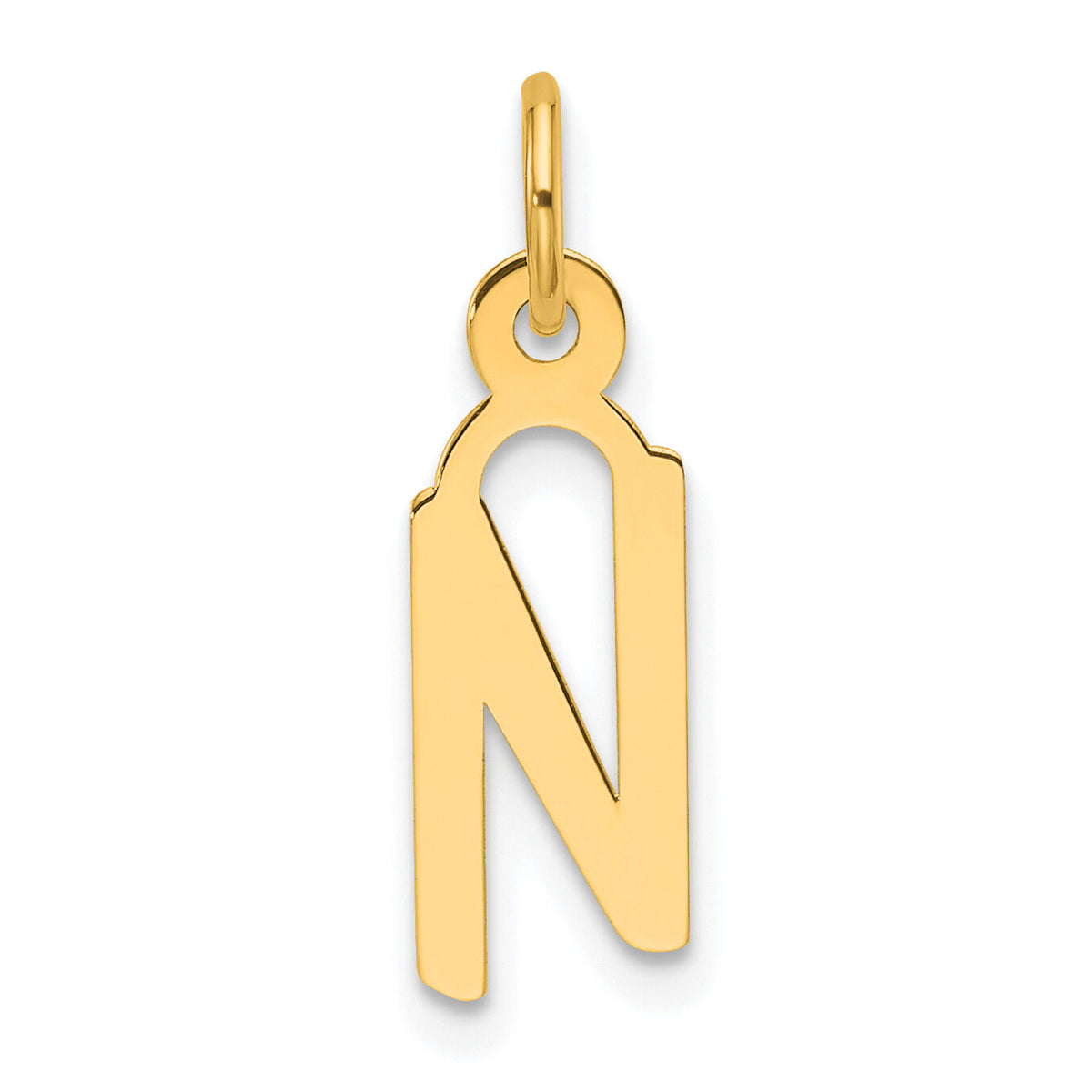 14K  Slanted Block Letter N Initial Charm-YC1552N
