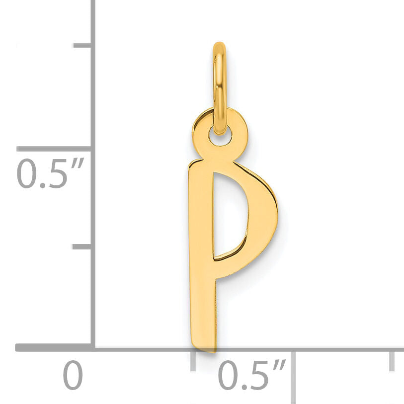 14K  Slanted Block Letter P Initial Charm-YC1552P