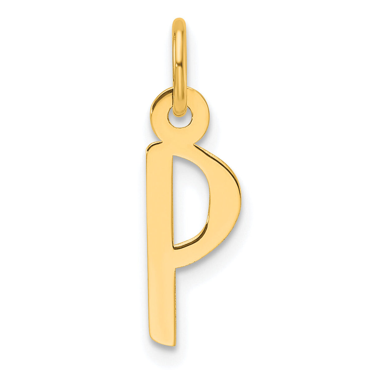14K  Slanted Block Letter P Initial Charm-YC1552P