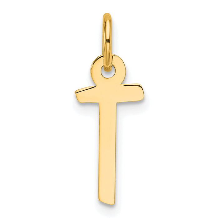 14K  Slanted Block Letter T Initial Charm-YC1552T