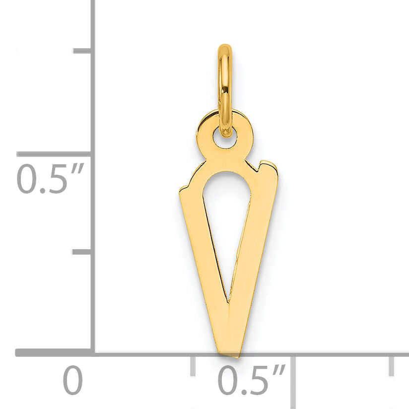 14K  Slanted Block Letter V Initial Charm-YC1552V