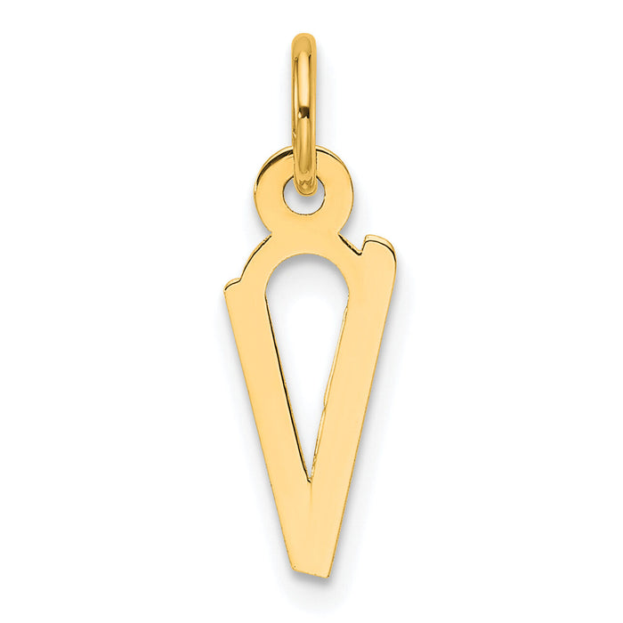 14K  Slanted Block Letter V Initial Charm-YC1552V