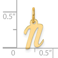 14K Small Script Letter N Initial Charm-YC1553N