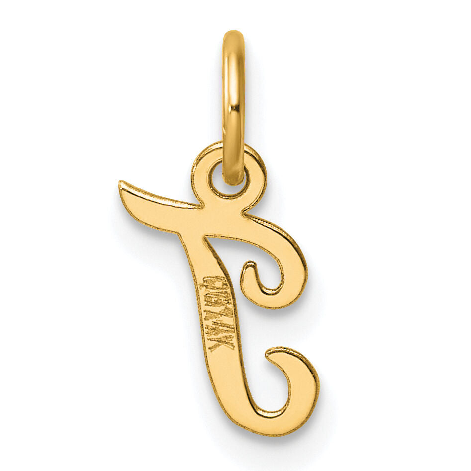 14K Small Script Letter T Initial Charm-YC1553T
