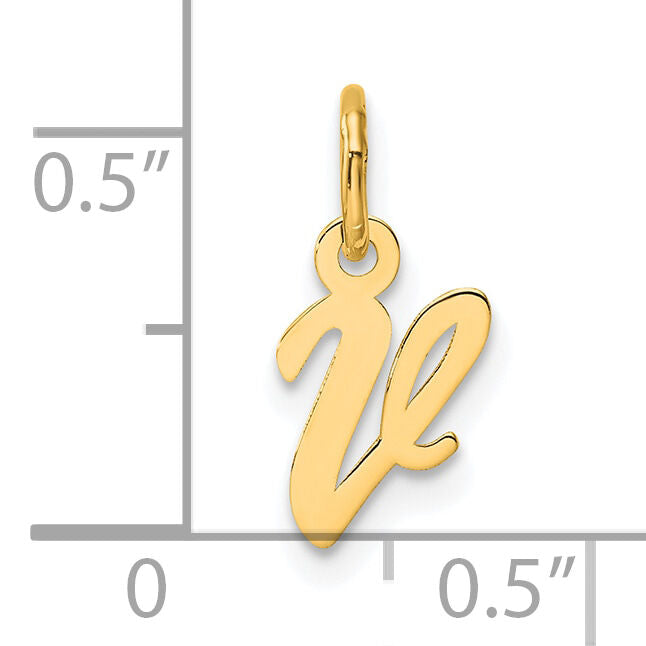 14K Small Script Letter V Initial Charm-YC1553V