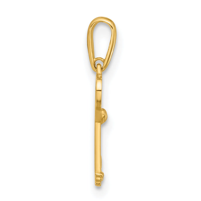 14k Polished Heart Key Pendant-YC1557