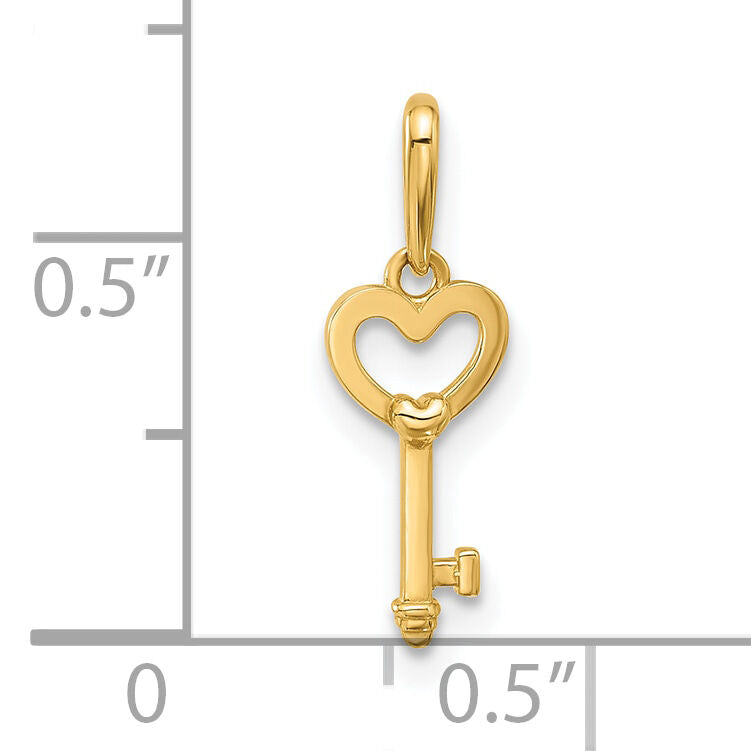14k Polished Heart Key Pendant-YC1557