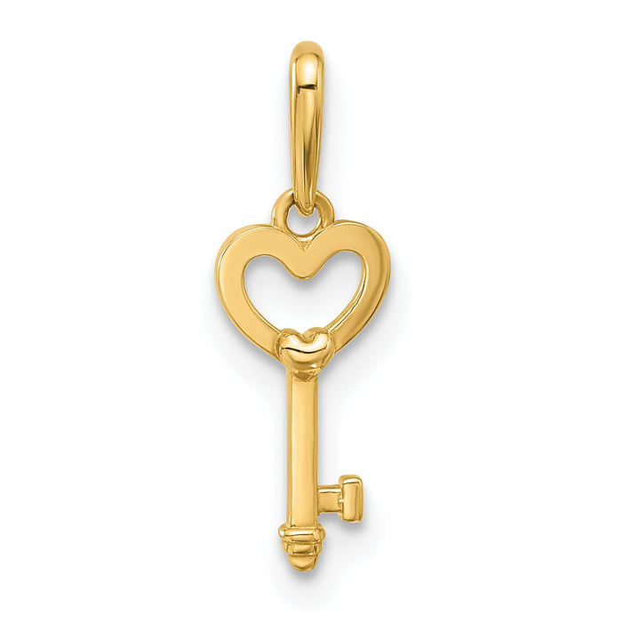 14k Polished Heart Key Pendant-YC1557