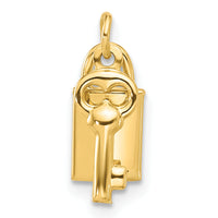 14K Polished Lock and Key Pendant-YC1558
