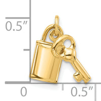 14K Polished Lock and Key Pendant-YC1558