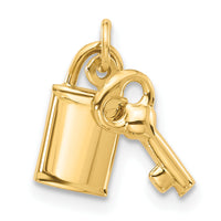 14K Polished Lock and Key Pendant-YC1558