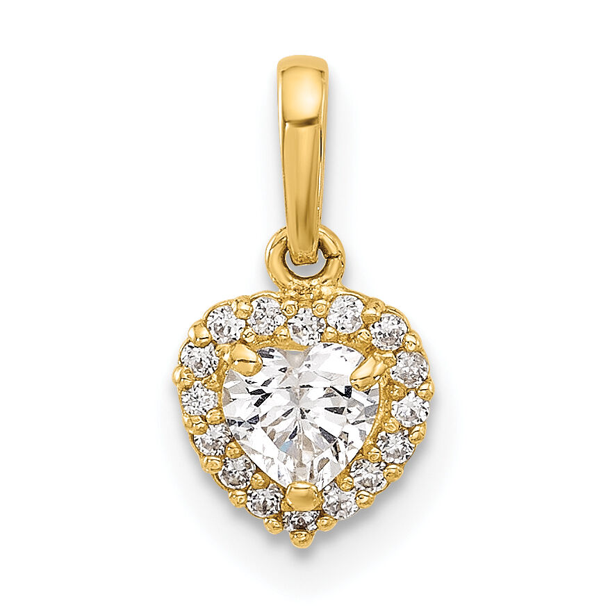 14K CZ Heart Pendant-YC1560