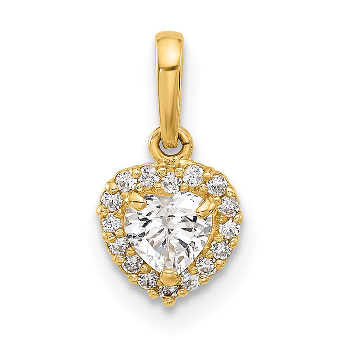 14K CZ Heart Pendant-YC1560