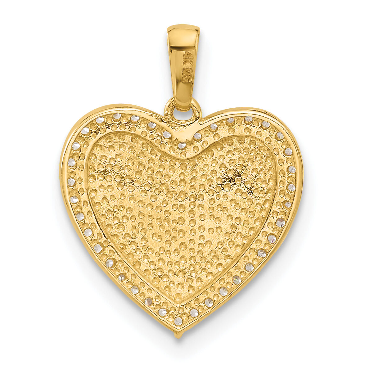 14k Polished CZ Heart Pendant-YC1562