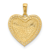 14k Polished CZ Heart Pendant-YC1562