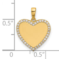 14k Polished CZ Heart Pendant-YC1562