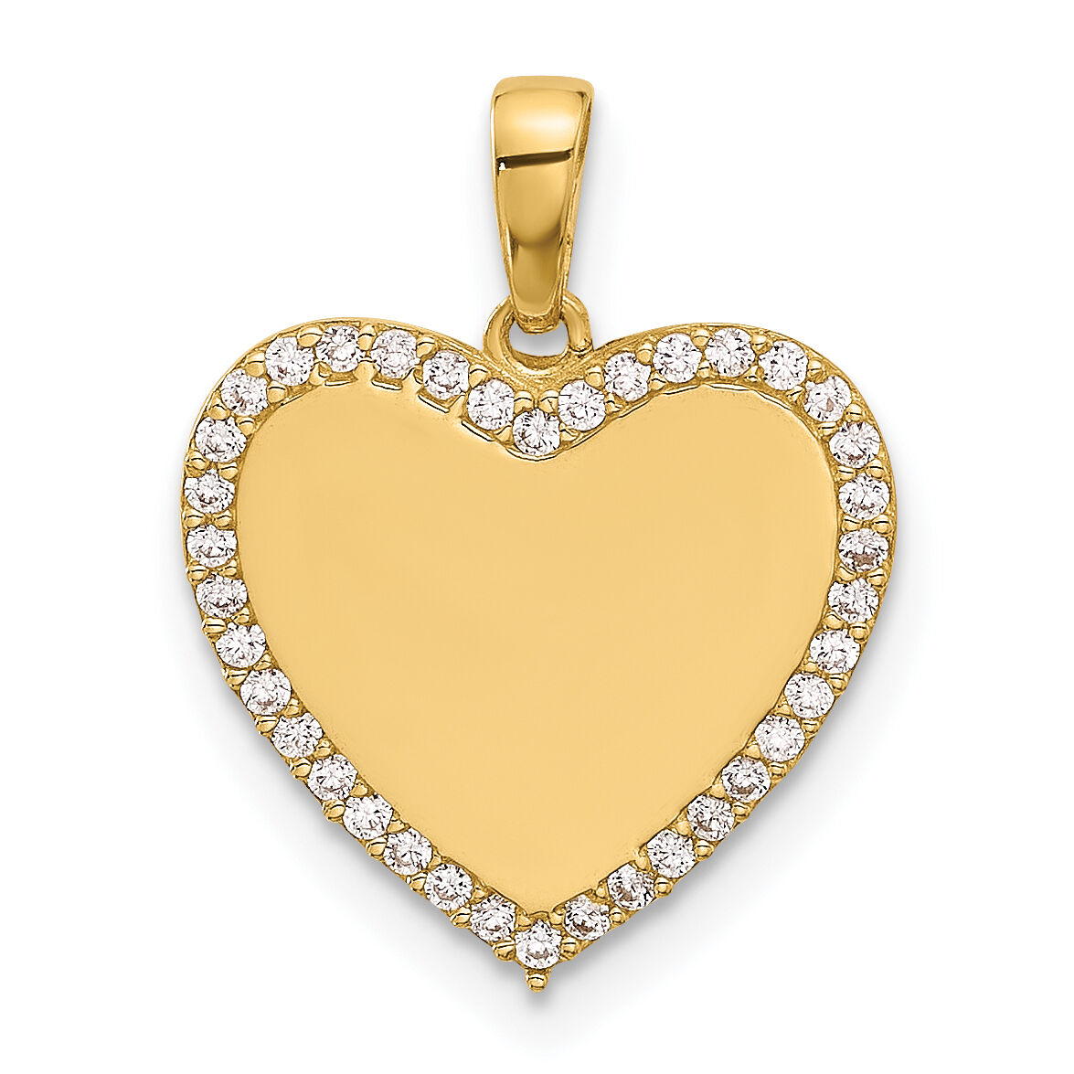 14k Polished CZ Heart Pendant-YC1562