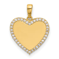 14k Polished CZ Heart Pendant-YC1562