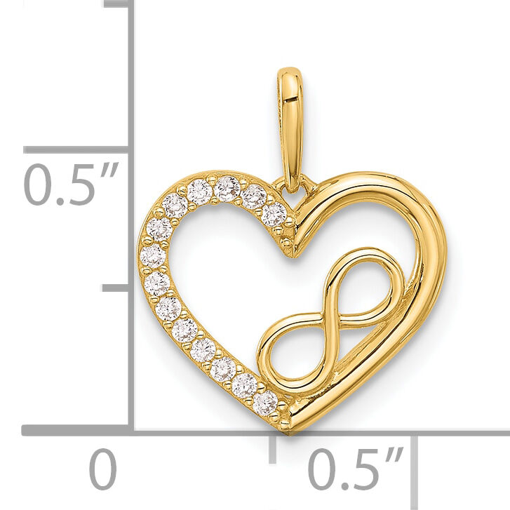 14k Polished CZ Heart w/Infinity Pendant-YC1565