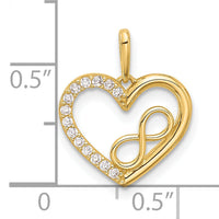 14k Polished CZ Heart w/Infinity Pendant-YC1565