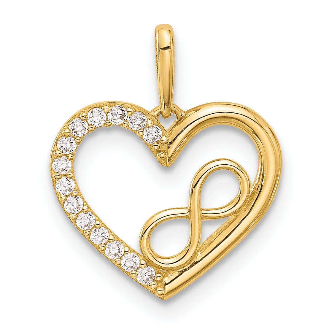 14k Polished CZ Heart w/Infinity Pendant-YC1565