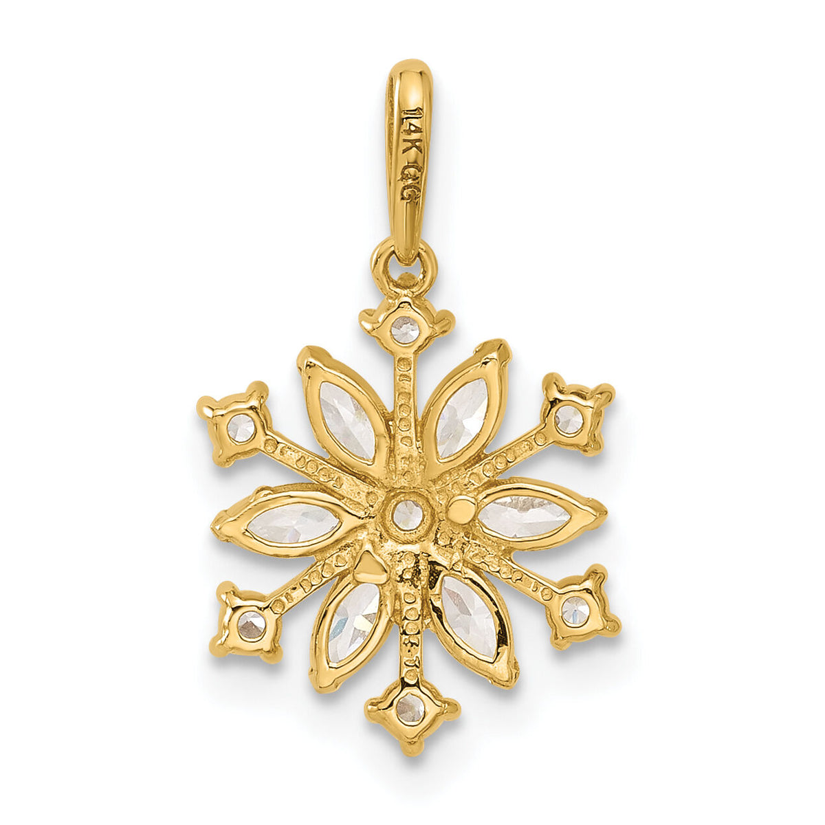 14k Polished CZ Snowflake Pendant-YC1566