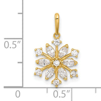 14k Polished CZ Snowflake Pendant-YC1566
