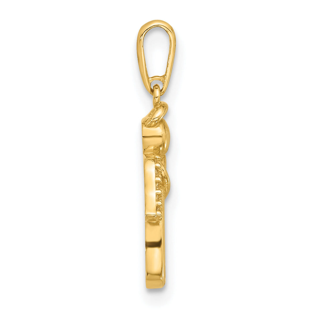 14k Polished CZ Angel Pendant-YC1567