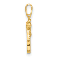 14k Polished CZ Angel Pendant-YC1567
