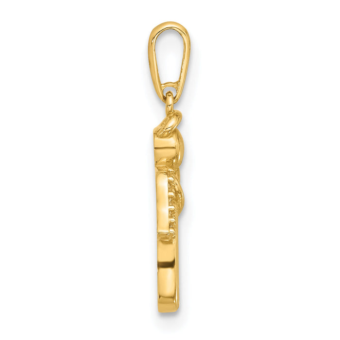 14k Polished CZ Angel Pendant-YC1567