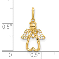 14k Polished CZ Angel Pendant-YC1567
