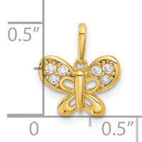 14k Polished CZ Butterfly Pendant-YC1571