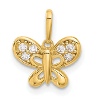 14k Polished CZ Butterfly Pendant-YC1571