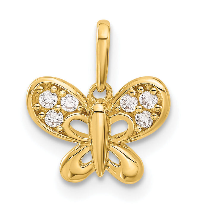 14k Polished CZ Butterfly Pendant-YC1571