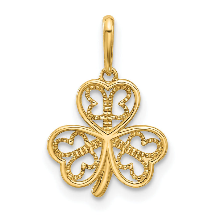 14k Polished Three Leaf Clover Pendant-YC1572