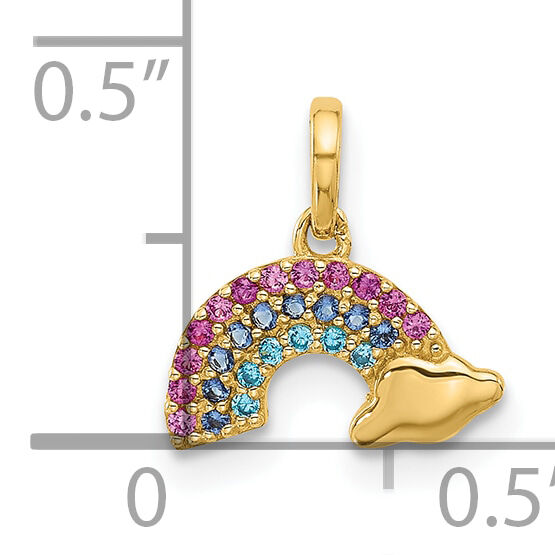 14K Polished Multi-color CZ Rainbow Pendant-YC1576