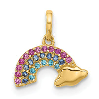 14K Polished Multi-color CZ Rainbow Pendant-YC1576
