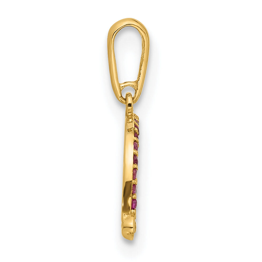 14k Polished CZ Rainbow and Clouds Pendant-YC1577