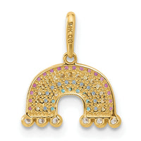 14k Polished CZ Rainbow and Clouds Pendant-YC1577