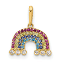 14k Polished CZ Rainbow and Clouds Pendant-YC1577
