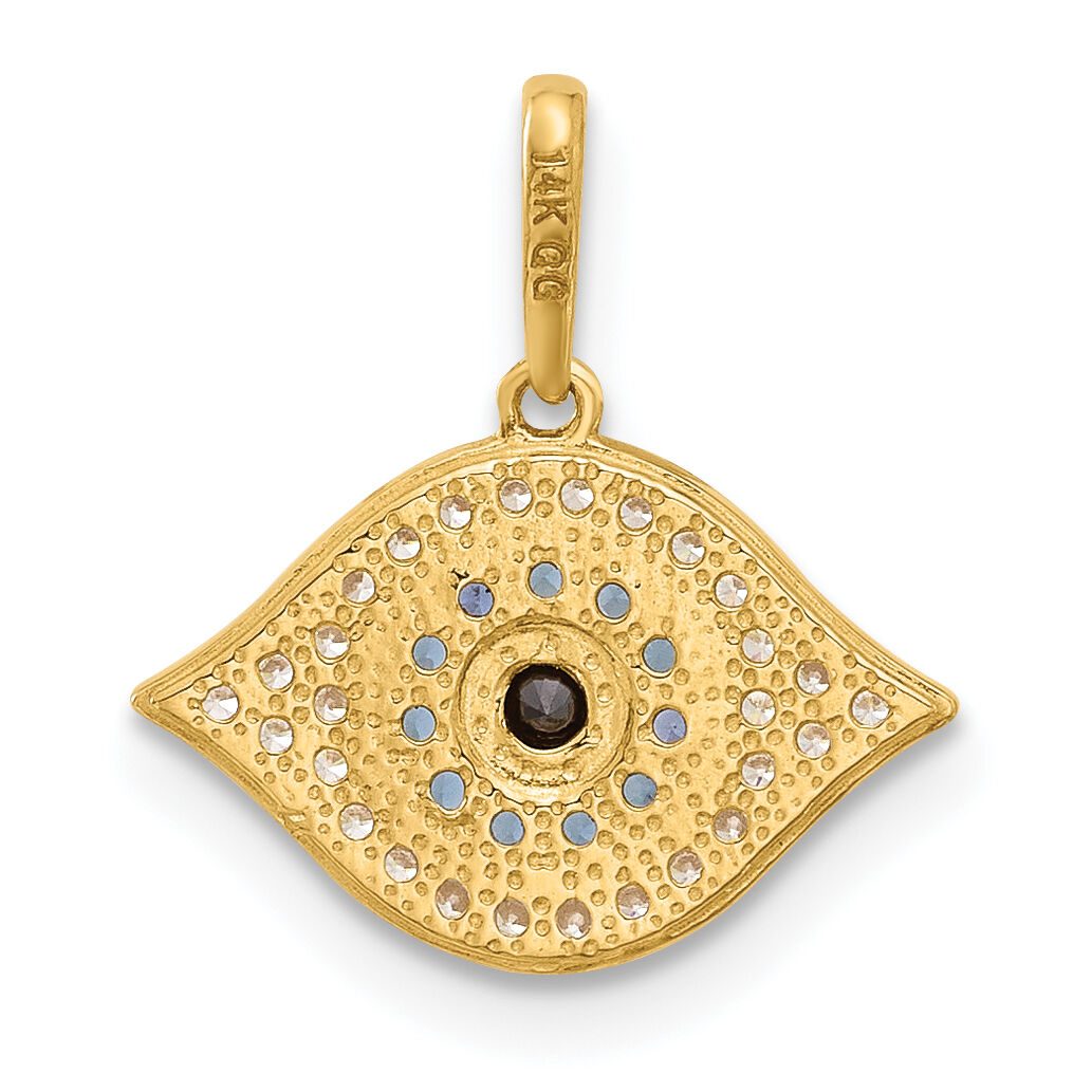 14K Polished Multi-color CZ Evil Eye Pendant-YC1578