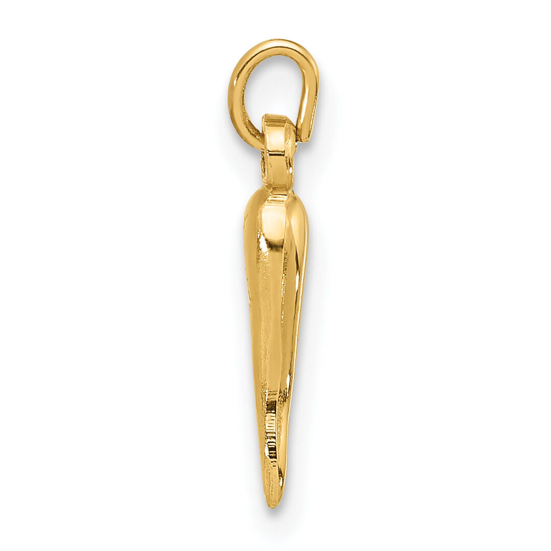 14k Polished Hollow  Italian Horn Pendant-YC1579