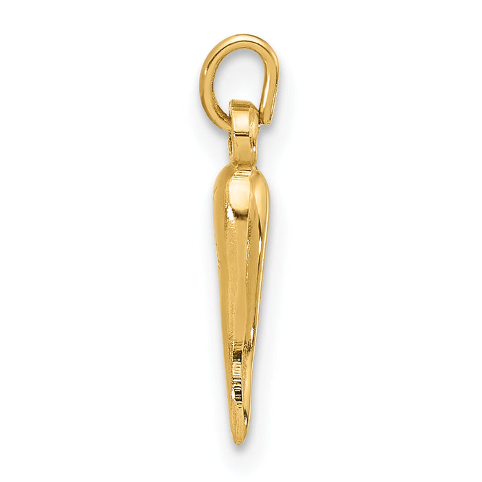14k Polished Hollow  Italian Horn Pendant-YC1579