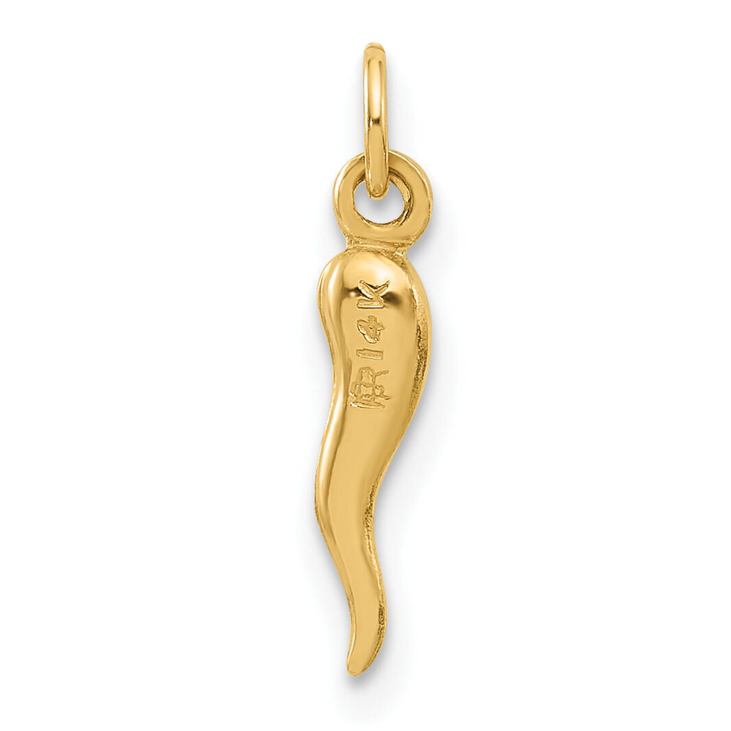 14k Polished Hollow  Italian Horn Pendant-YC1579