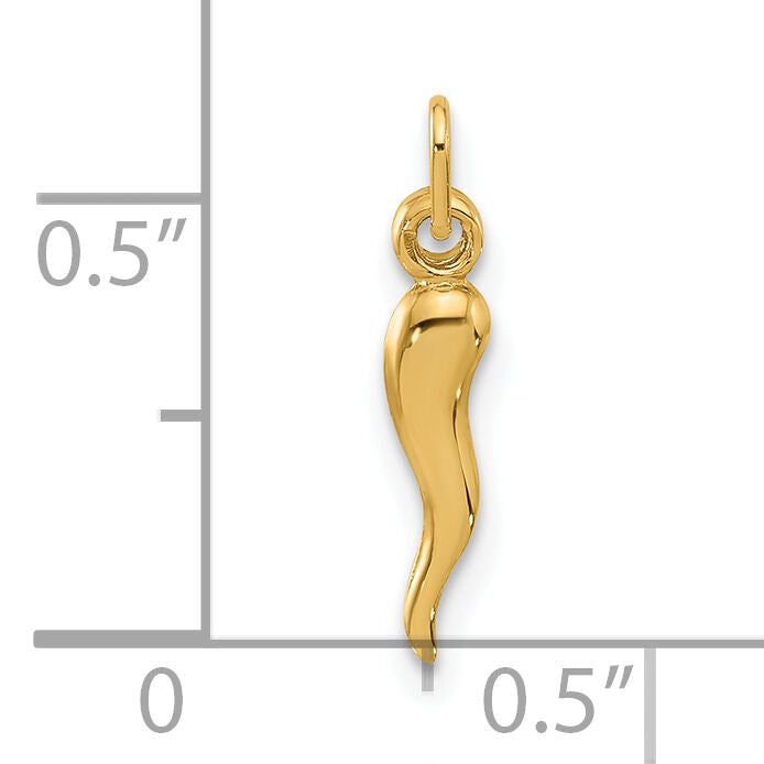 14k Polished Hollow  Italian Horn Pendant-YC1579