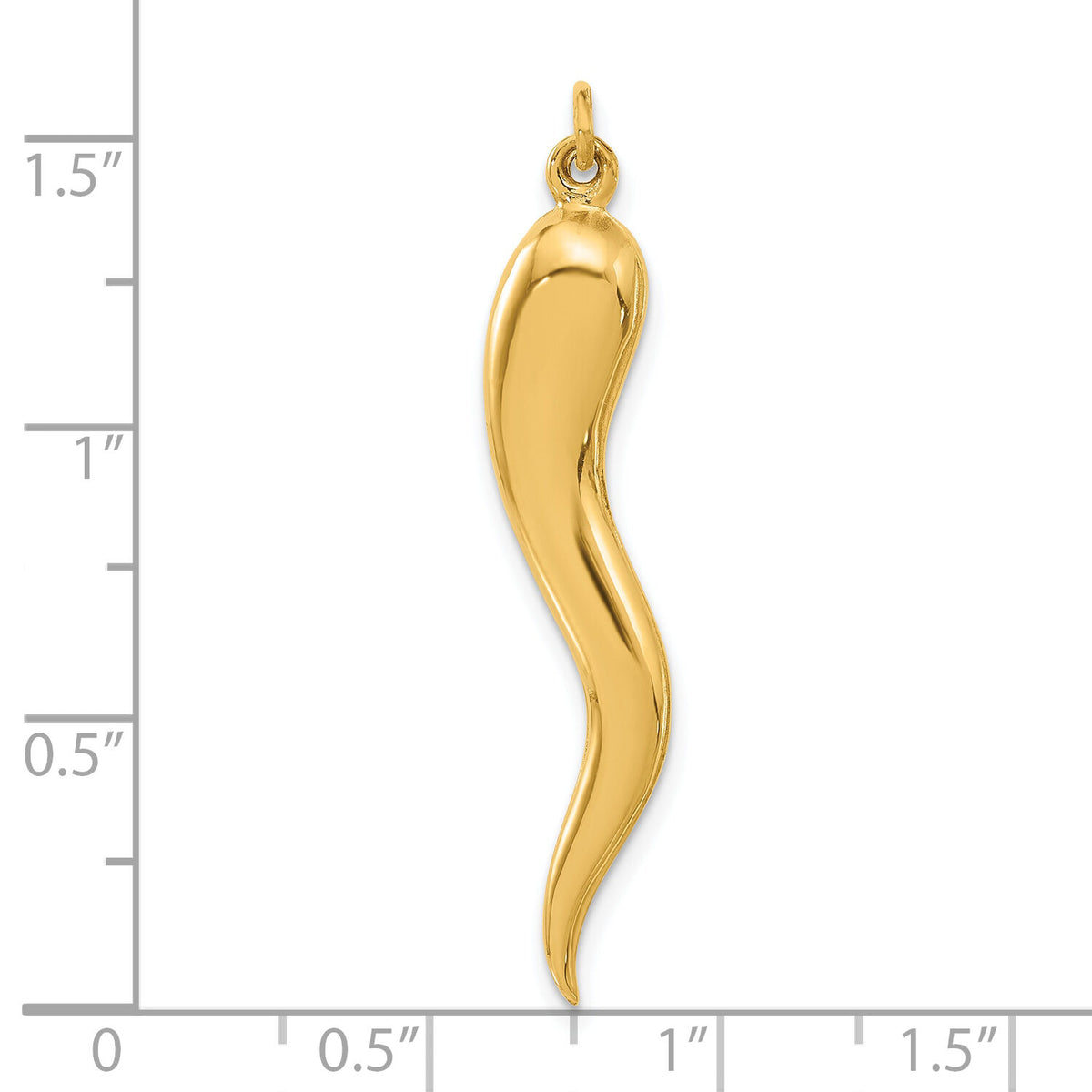 14k Polished Hollow Italian Horn Pendant-YC1581